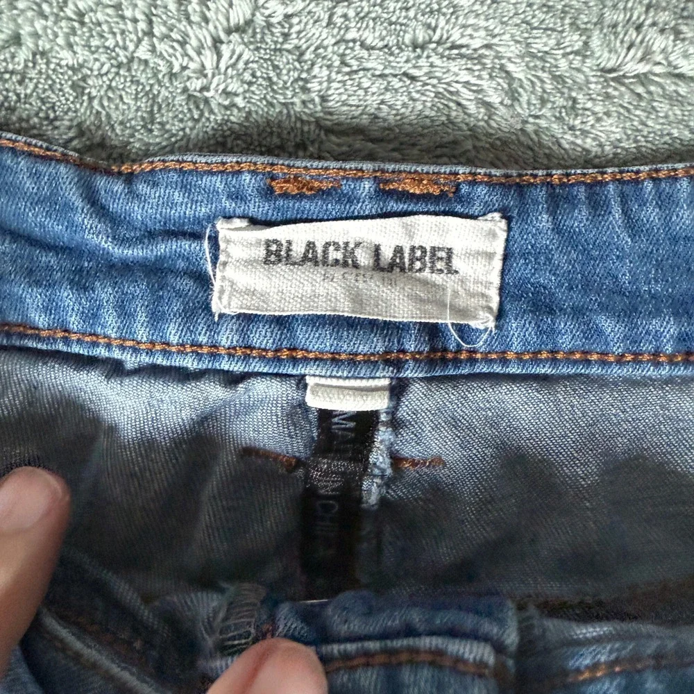 Black Label Cest Toi Wide Leg‎ Jeans Medium Wash Button Fly Raw Hem Size 11/29